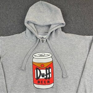 The Simpsons Universal Studios Duff Beer Hoodie Gray Mens Medium Can Pouch